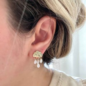 گوشواره ابر با آویز مروارید