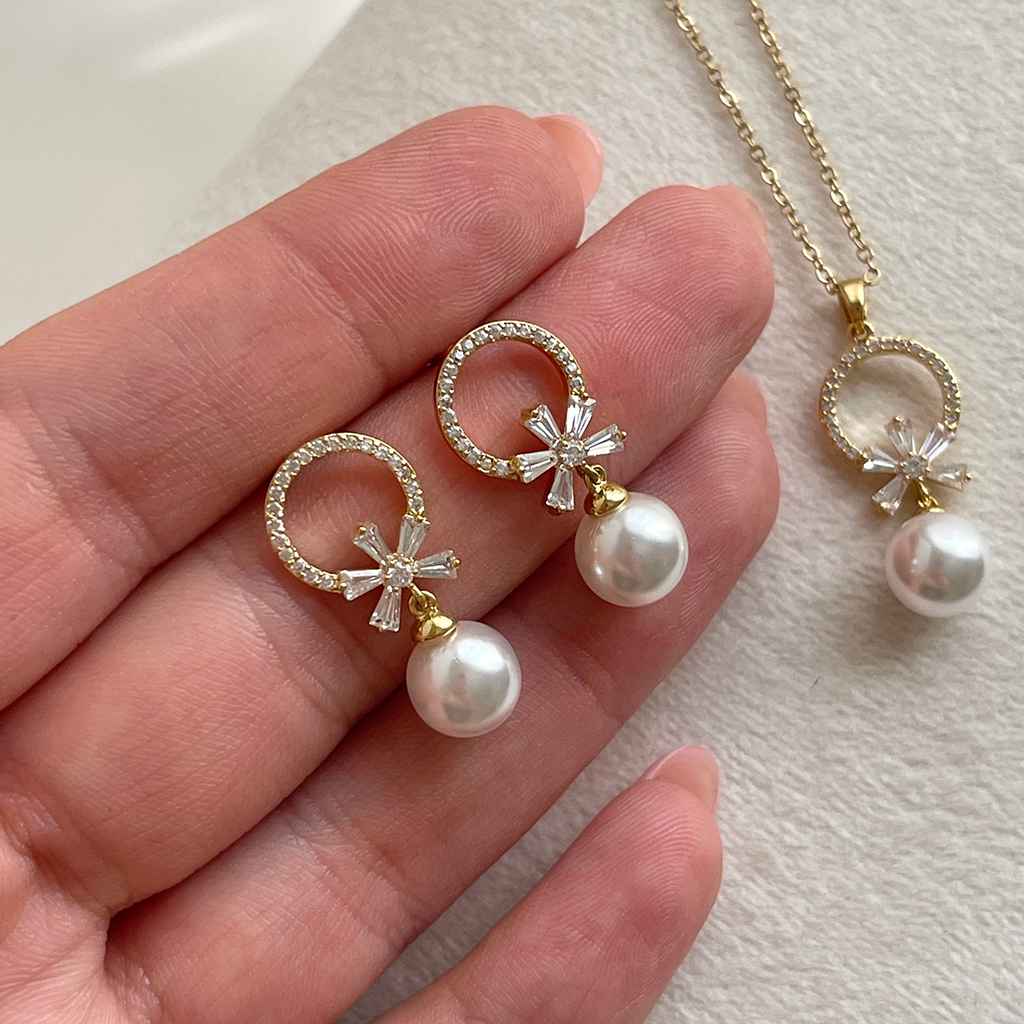 نیم ست مروارید آبکاری 14K