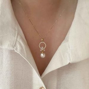 نیم ست مروارید آبکاری 14K