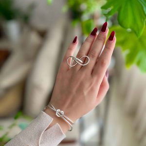 انگشتر پاپیون آبکاری نقره