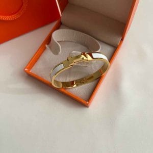 دستبند هرمس مسترکپی باریک پایه طلایی