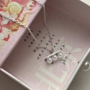 گردنبند مرواریدی آبکاری نقره