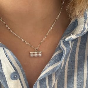 گردنبند مرواریدی آبکاری نقره