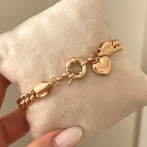 دستبند کارتیه طرح طلا با آویز قلب
